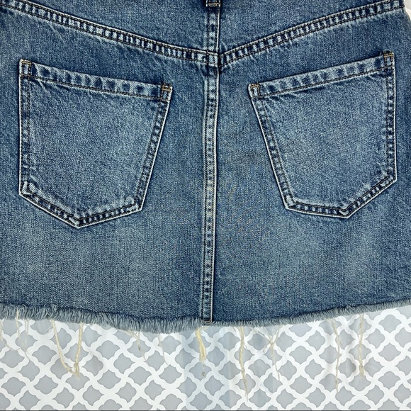 EUC Free People Zip It Up Denim Mini Skirt In Blue - Picture 7 of 11